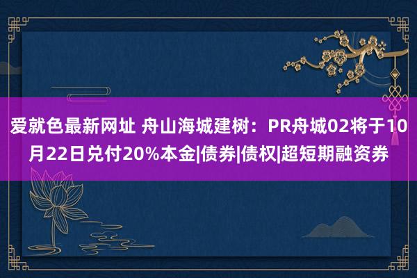 爱就色最新网址 舟山海城建树：PR舟城02将于10月22日兑付20%本金|债券|债权|超短期融资券