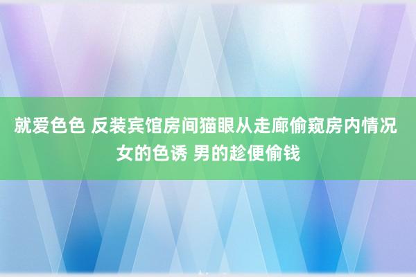 就爱色色 反装宾馆房间猫眼从走廊偷窥房内情况 女的色诱 男的趁便偷钱